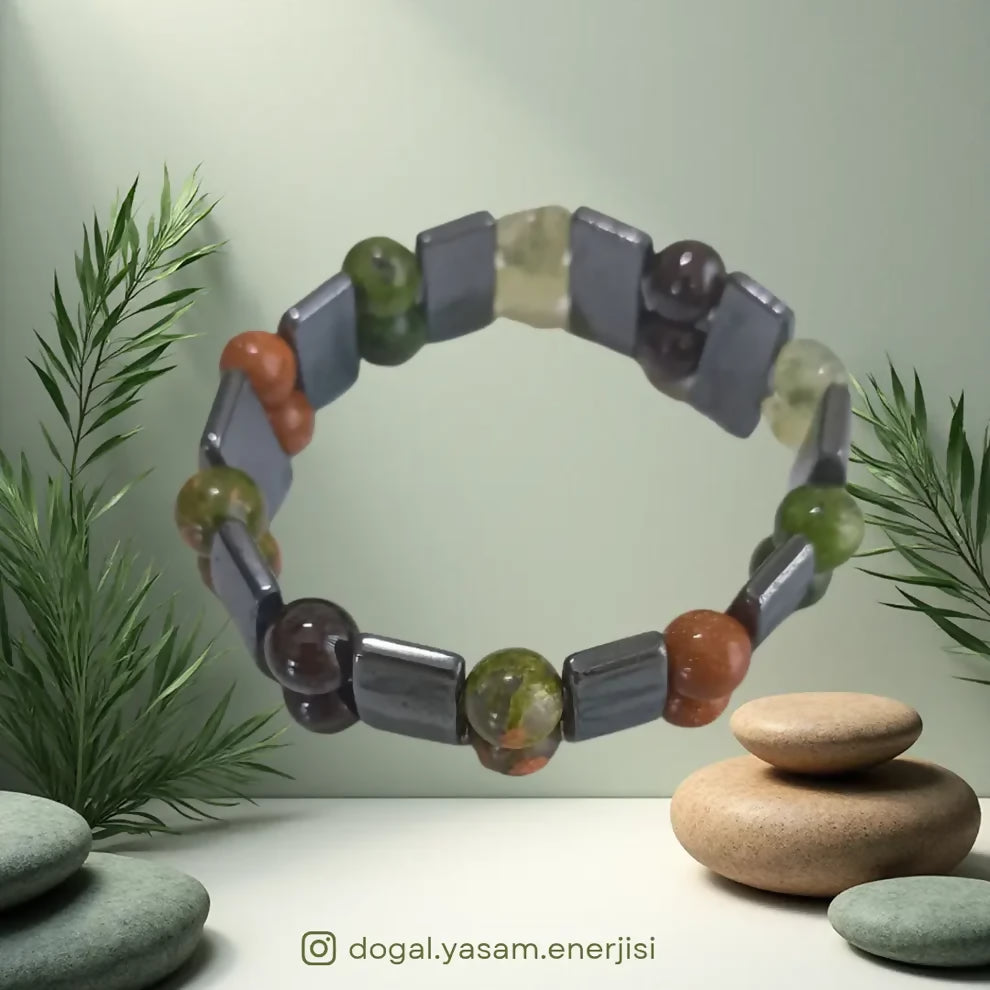 🌸 Hematit Doğal Taş Bileklik – Beden Dengesi, Şefkat ve Canlılık İçin El Yapımı Özel Tasarım