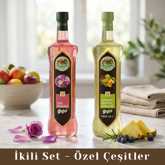 Doğal Sirke İkili Set — 2 Çeşit Sen Seç | Geleneksel Fermantasyon | Üniversite Onaylı | Ücretsiz Kargo