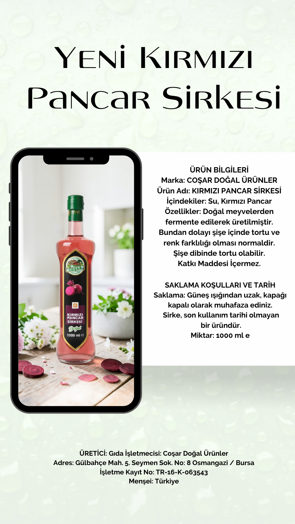 Coşar Kırmızı Pancar Sirkesi