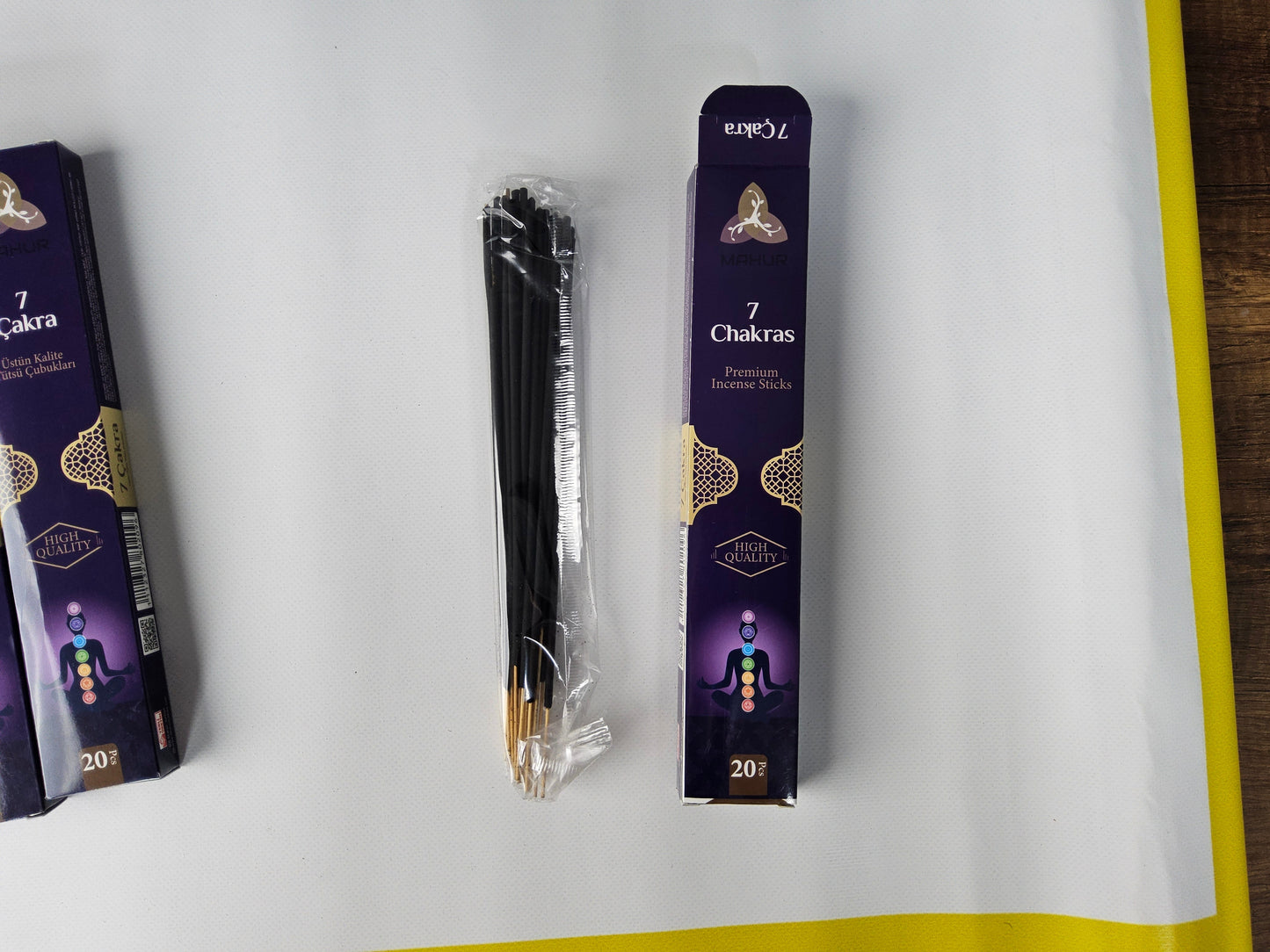 Mahur 7 Çakra Premium Tütsü Çubukları - 6 Paket x 20 Adet (Toplam 120 Çubuk) - Meditasyon ve Yoga İçin Yüksek Kaliteli Tütsü Seti