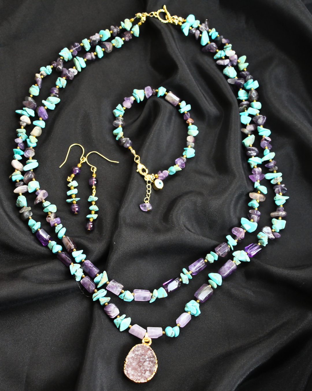 Ametist Uçlu Turkuaz Ametist Set