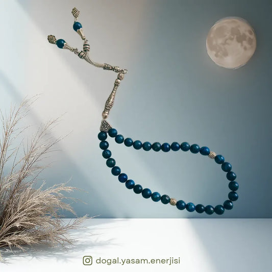 🌌 Lapis Lazuli Doğal Taş Tesbih – Derin Meditasyon ve Zihinsel Netlik İçin El Yapımı Özel Tasarım