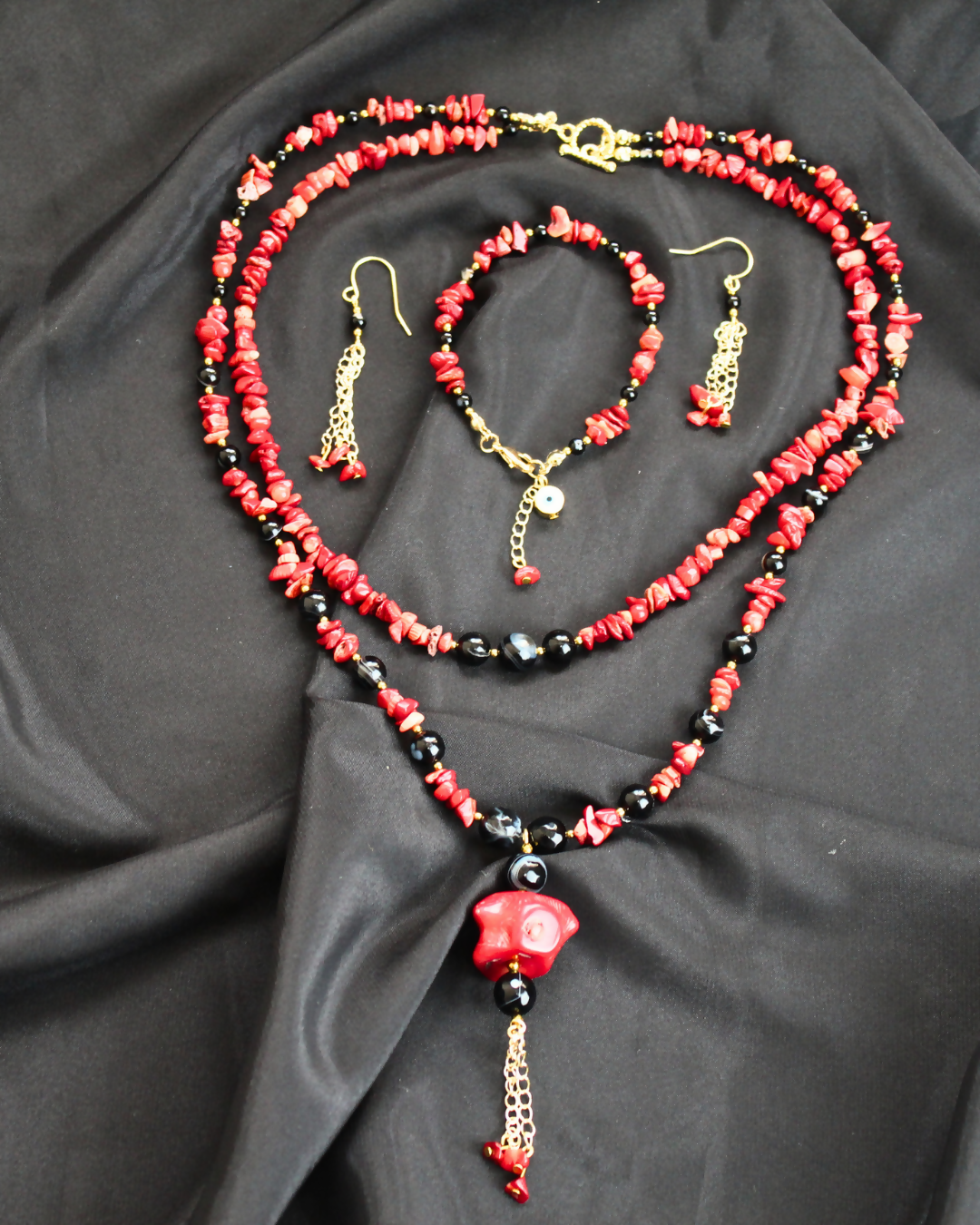 Mercan Uçlu Akik Mercan Set