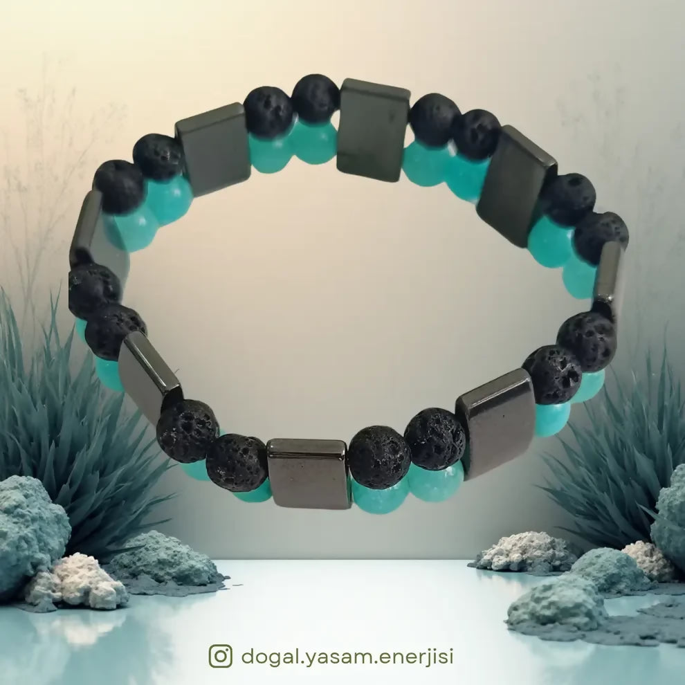 🌊 Siyah Obsidyen Doğal Taş Bileklik – Denge ve Koruyucu Enerji İçin Güçlü El Yapımı Tasarım