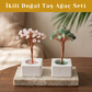 El Yapımı Doğal Taş Ağacı 2'li Set | Sevgililere & Yeni Eve Hediye | Modern Tasarım