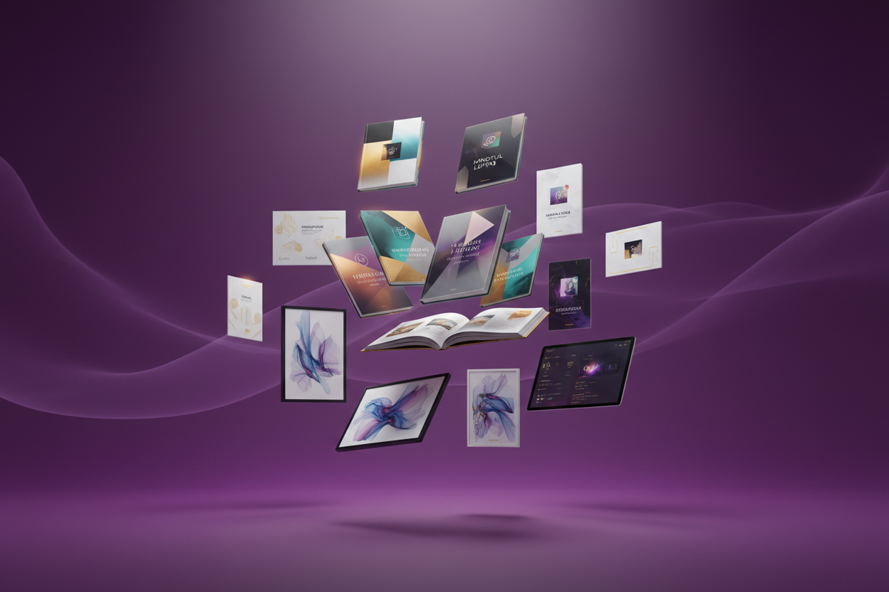 dijital ürünleri sergile, arkaplan mor