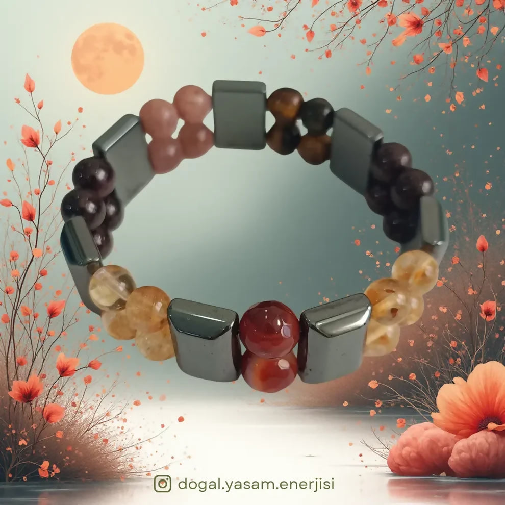 💼 Hematit Doğal Taş Bileklik – Güçlü İrade ve Bolluk Çeken El Yapımı Erkek Tasarımı