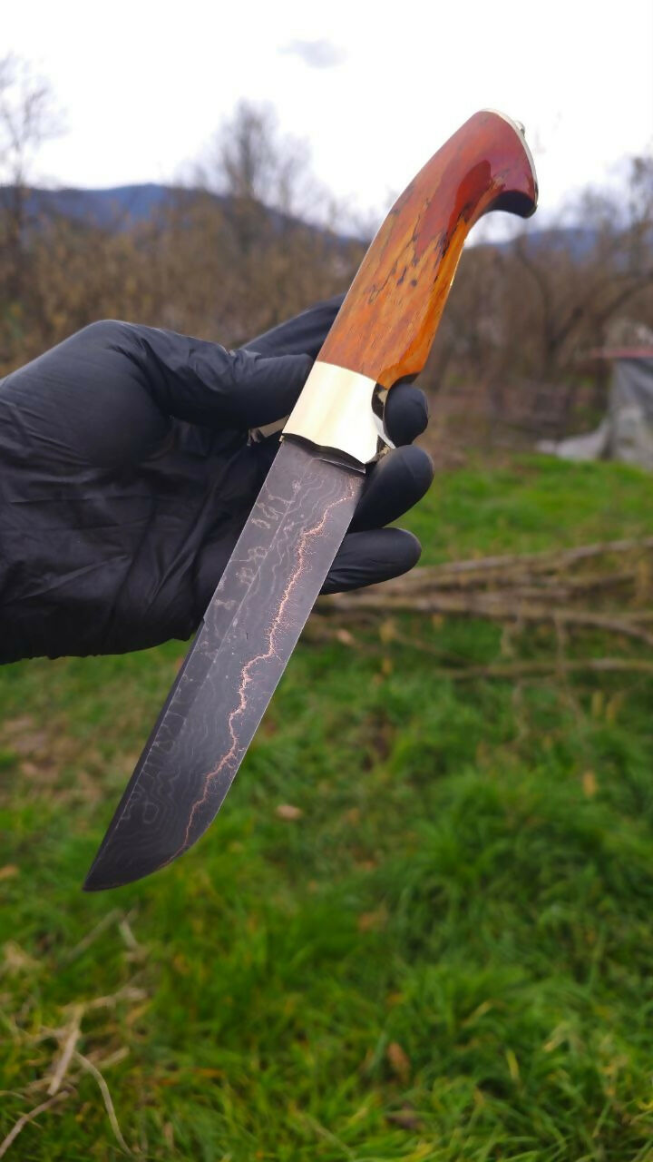 Özel Bakır Katmanlı Damascus Koleksiyon Bıçağı