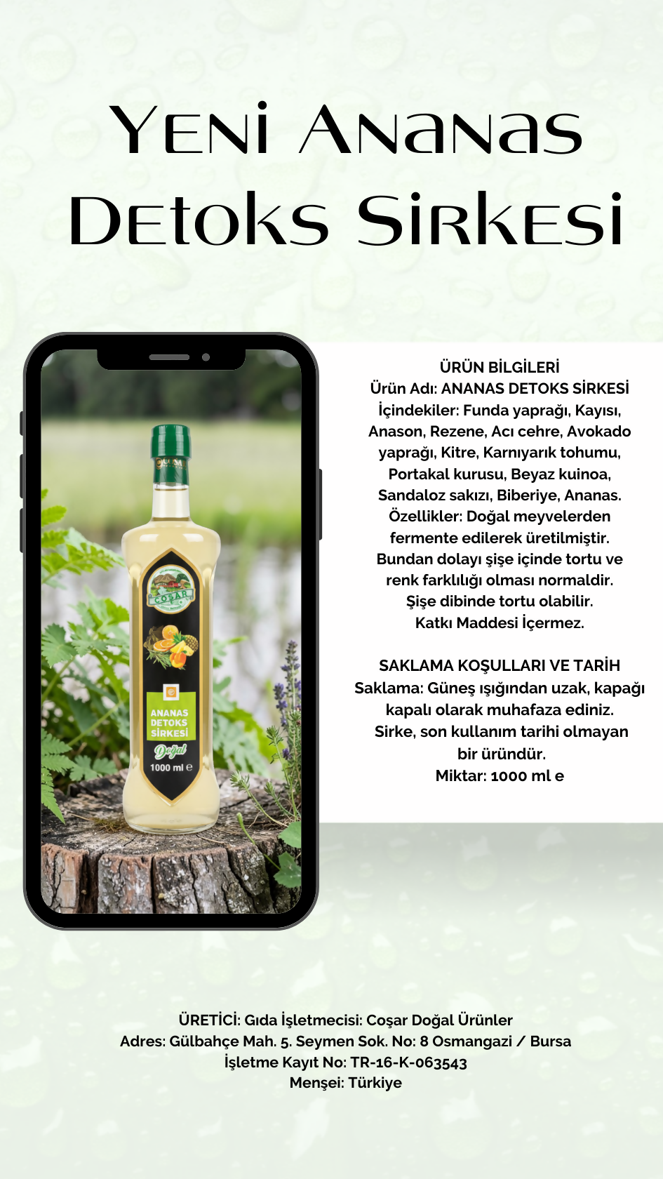 Coşar Ananas Detoks Sirkesi