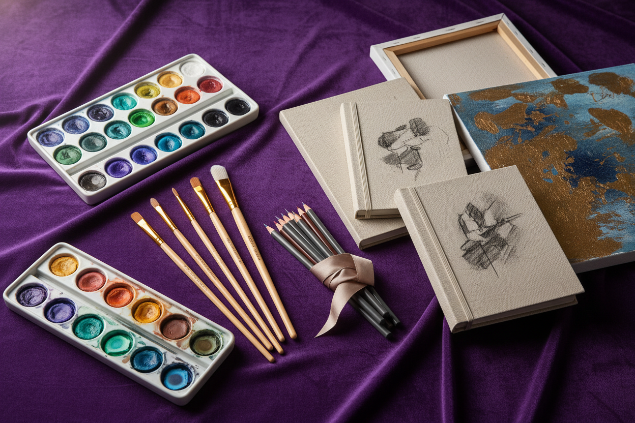 sanat malzemeleri, arkaplan mor