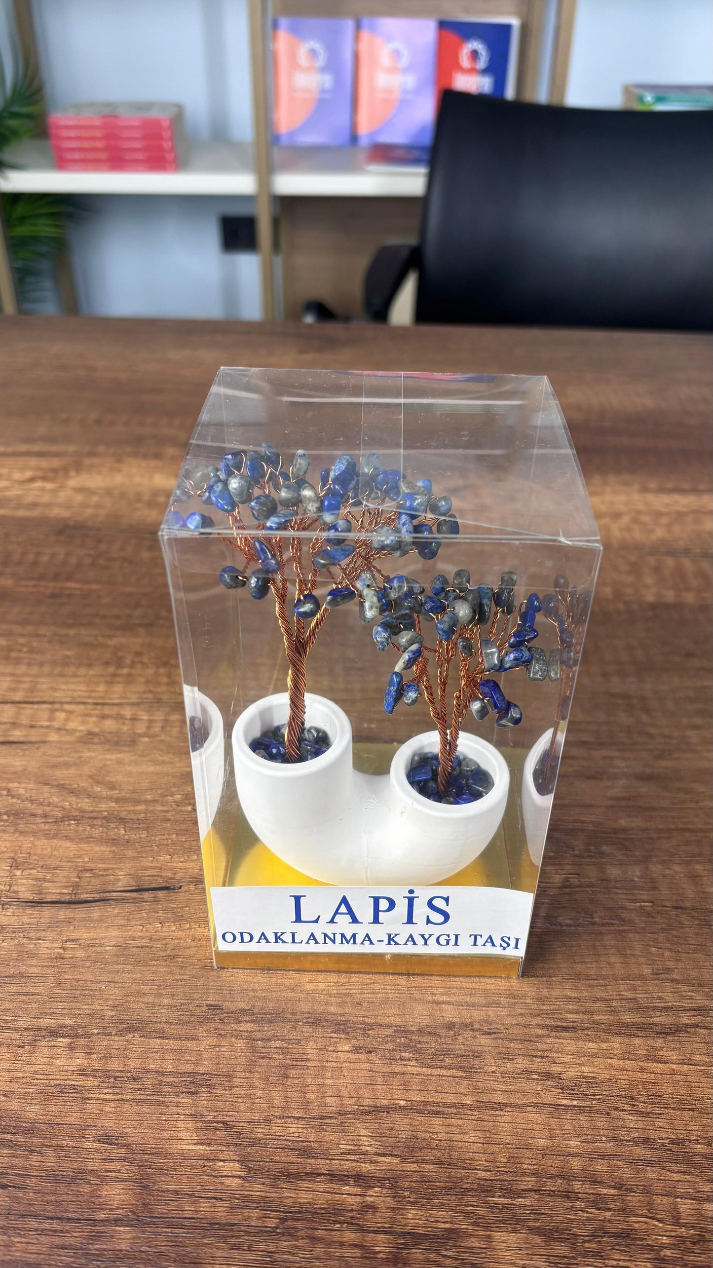 Lapis Lazuli Doğal Taşlı İkili Odaklanma ve Kaygı Ağacı