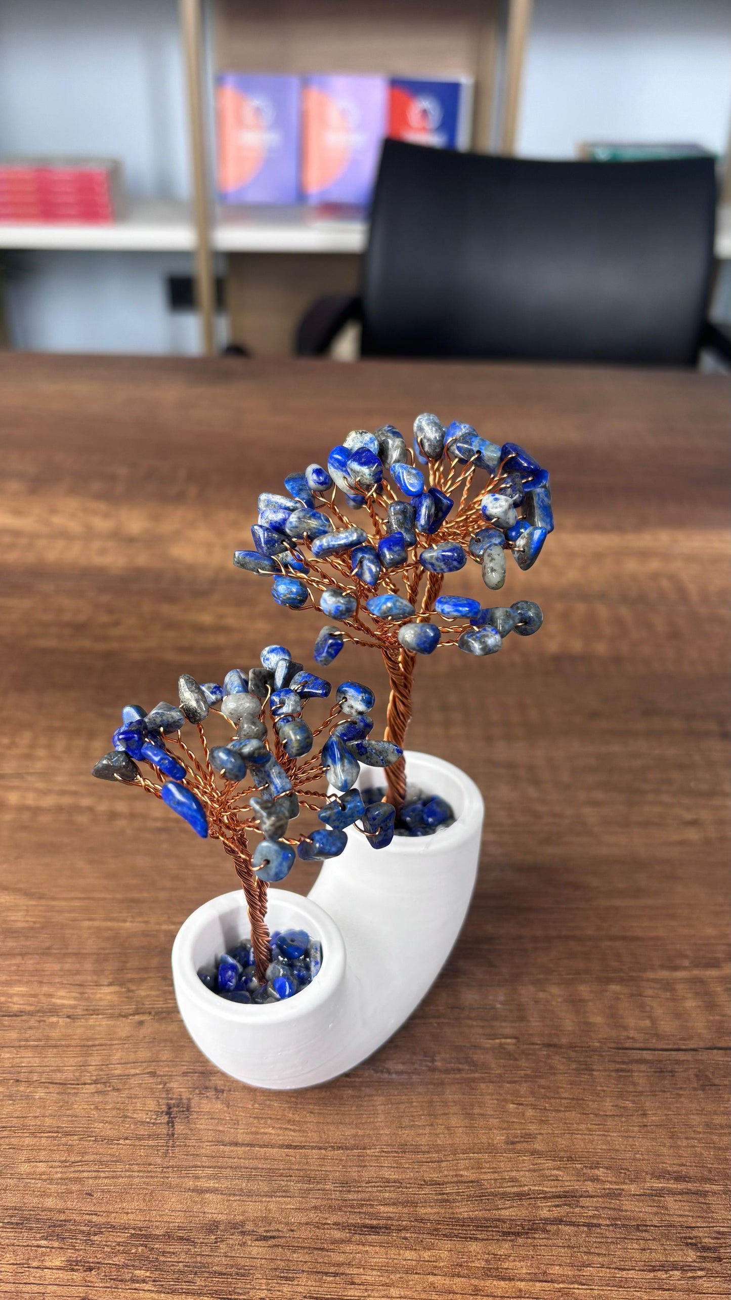 Lapis Lazuli Doğal Taşlı İkili Odaklanma ve Kaygı Ağacı