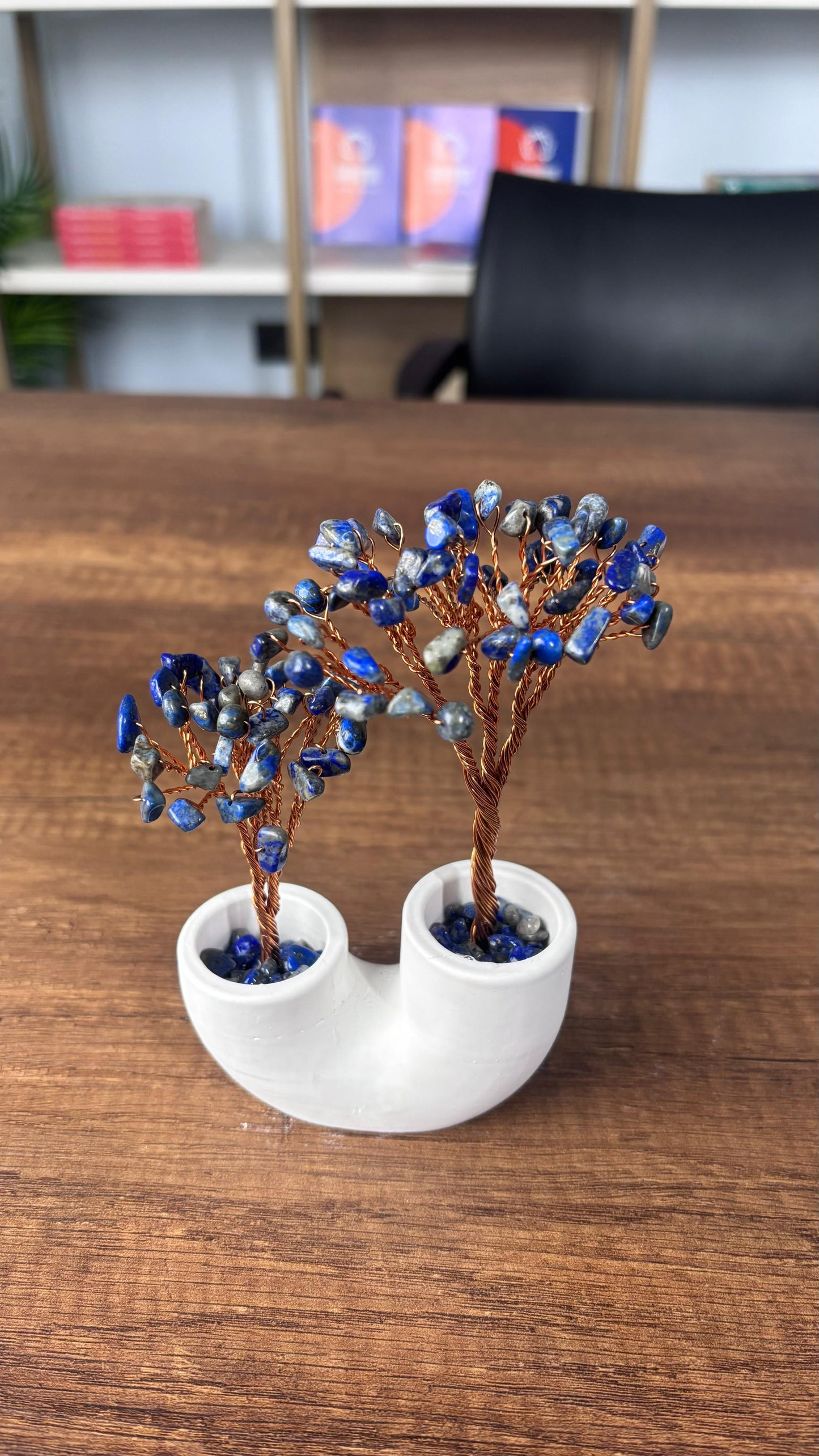Lapis Lazuli Doğal Taşlı İkili Odaklanma ve Kaygı Ağacı