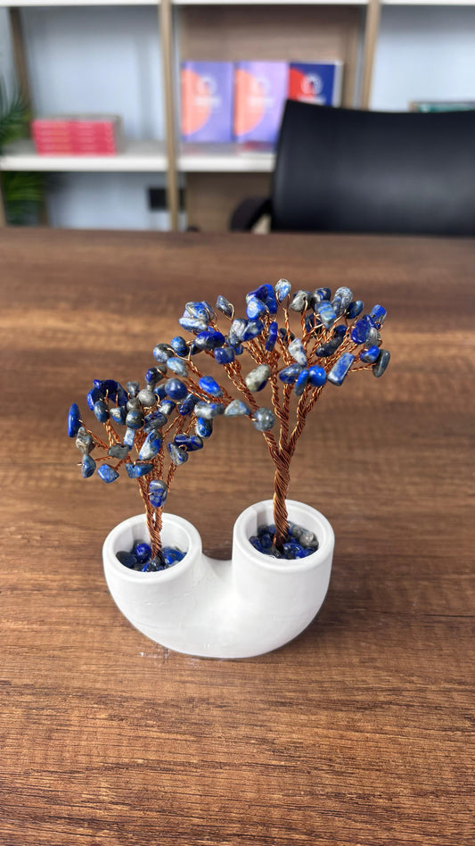 Lapis Lazuli Doğal Taşlı İkili Odaklanma ve Kaygı Ağacı