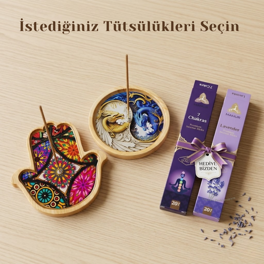 Bambu Tütsülük Seti — Tasarımını Sen Seç | 2 Paket Premium Tütsü Hediyeli (40 Adet) | Ücretsiz Kargo